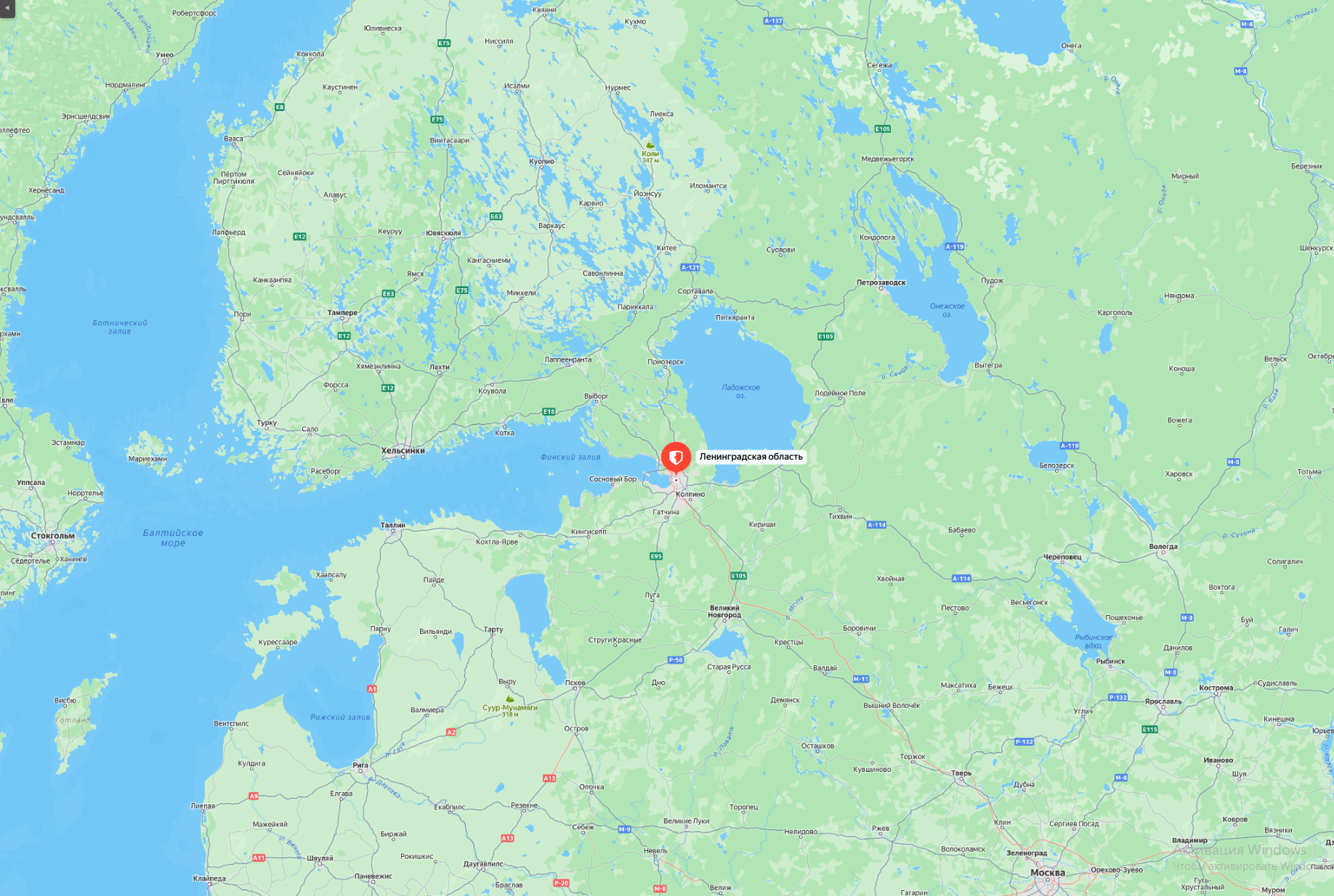 Карта зоны работы — Ленинградская область